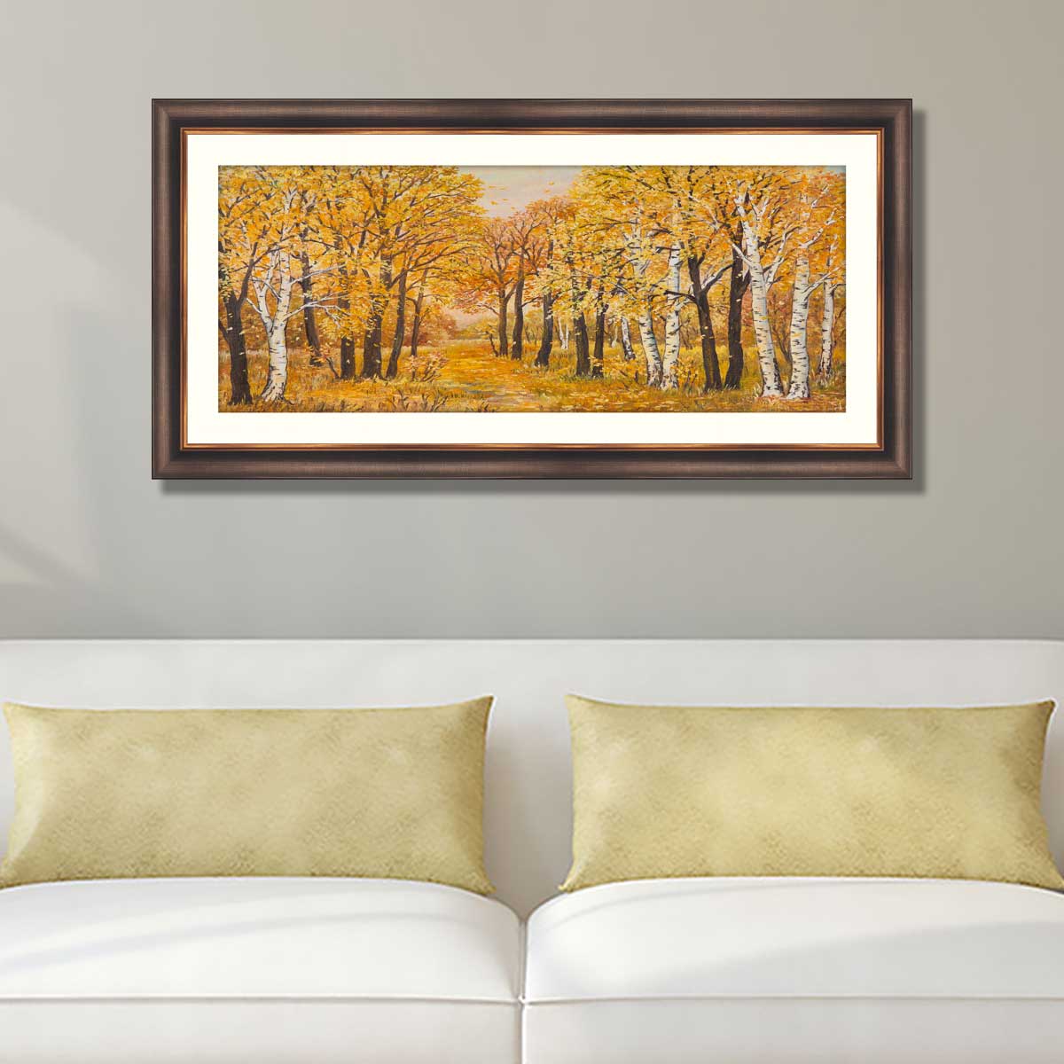 Autumn forest, orange leaves